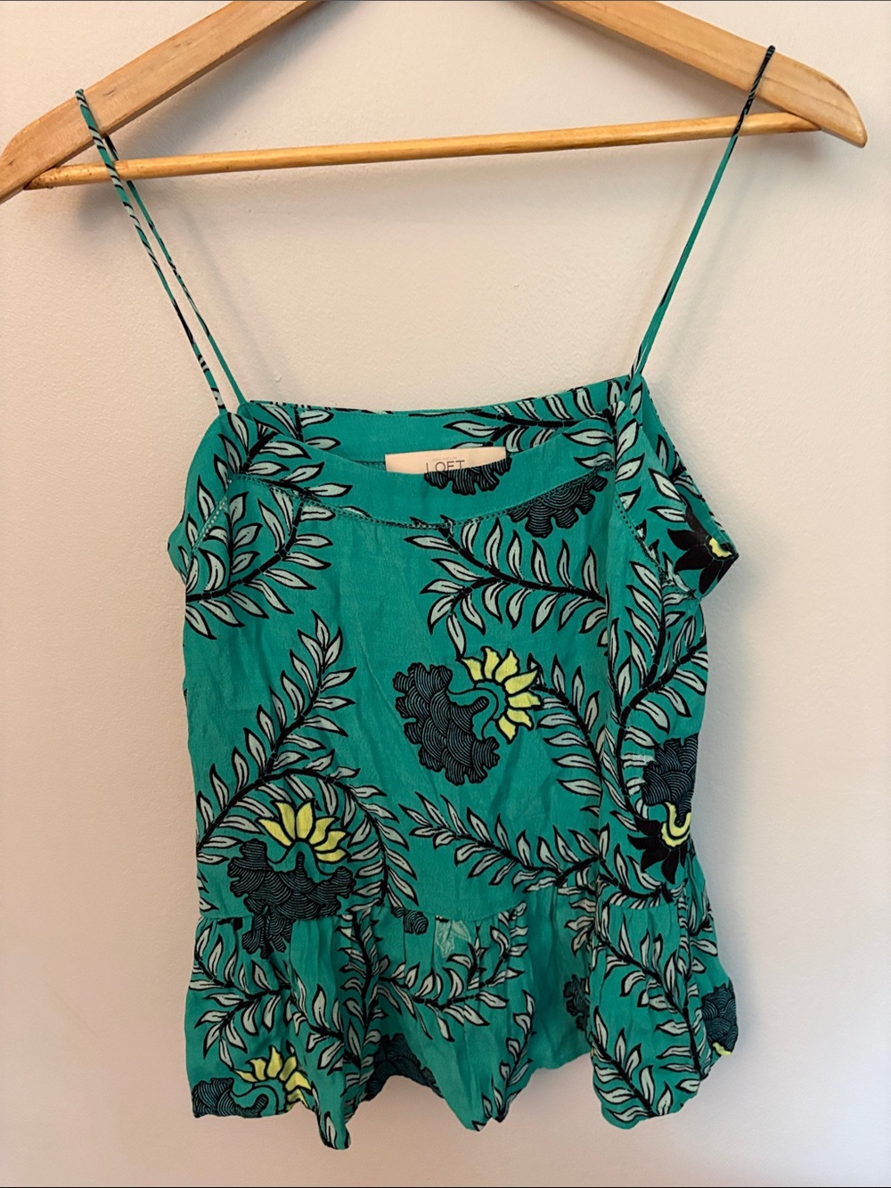 LOFT Teal Floral Spaghetti-Strap Camisole